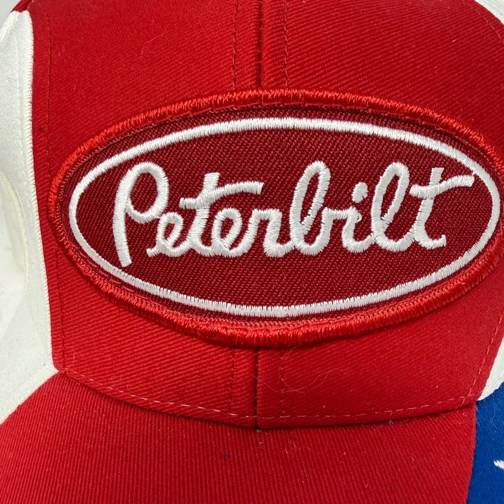 Vintage Peterbilt Trucker Hat Cyrk Red White Blue Stars Patriotic Snapback Cap